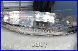 Antique Vintage English Silver Gallery Tray Large