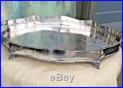 Antique Vintage English Silver Gallery Tray Large