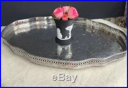 Antique Vintage English Silver Plate Gallery Tray