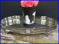 Antique Vintage English Silver Plate Gallery Tray Small