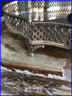 Antique Vintage English Silver Plate Gallery Tray Small