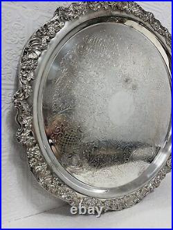 Antique Vintage F. B. Rogers Silver Co. Silverplated Ornate Punch Bowl Tray 18.5