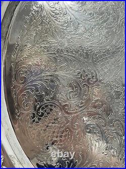 Antique Vintage F. B. Rogers Silver Co. Silverplated Ornate Punch Bowl Tray 18.5