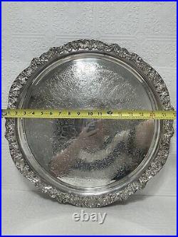 Antique Vintage F. B. Rogers Silver Co. Silverplated Ornate Punch Bowl Tray 18.5