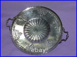 Antique Vintage Meriden Silverplate International Silver Co Pierced Cake Plate