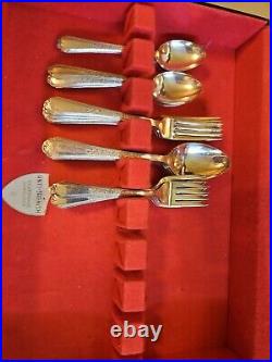 Antique Vintage Plymouth Silver PlateSilverware Flatware Pieces & Case 38 Pcs