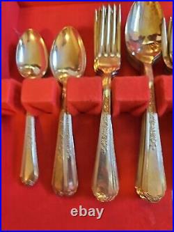 Antique Vintage Plymouth Silver PlateSilverware Flatware Pieces & Case 38 Pcs