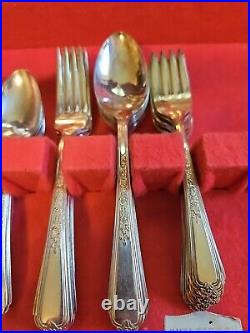 Antique Vintage Plymouth Silver PlateSilverware Flatware Pieces & Case 38 Pcs