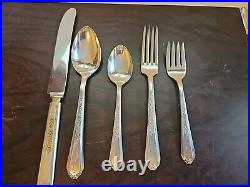 Antique Vintage Plymouth Silver PlateSilverware Flatware Pieces & Case 38 Pcs