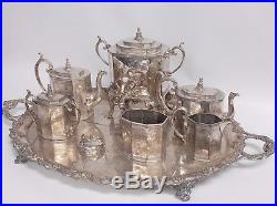 Antique Vintage Reed & Barton Silver Plate 1914 Tea & Coffee Set with Serving Tray