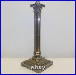 Antique Vintage Silver Plate Corinthian Column Lamp Marked G. S
