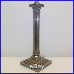 Antique Vintage Silver Plate Corinthian Column Lamp Marked G. S