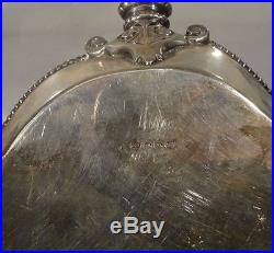 Antique Vintage Silver Plate Dust Pan Bin Stag Horn Handle Engraved