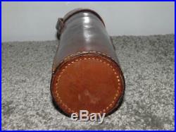Antique/Vintage Silver Plate Glass Drinking Flask & Cup In Leather Case