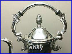 Antique Vintage Silver-Plate on Copper Tipping Coffee Pot and Base