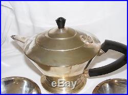 Antique Vintage Silver Plated Art Deco Teaset Kavin Epns Teapot, Jug, Sugar Bowl