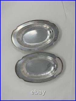 Antique Vintage Silver Plated Serving Dishes Entree Set Of 2 With Handles 11.5