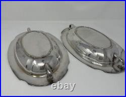 Antique Vintage Silver Plated Serving Dishes Entree Set Of 2 With Handles 11.5