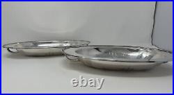 Antique Vintage Silver Plated Serving Dishes Entree Set Of 2 With Handles 11.5