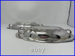 Antique Vintage Silver Plated Serving Dishes Entree Set Of 2 With Handles 11.5