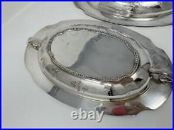 Antique Vintage Silver Plated Serving Dishes Entree Set Of 2 With Handles 11.5