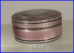 Antique Vintage Silver Sterling Guilloche Enamel Pill Box French Plate Snuff