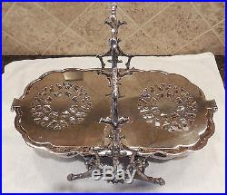 Antique Vintage Victorian Silverplate Folding Biscuit Box Bowl