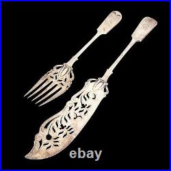 Antique Vintage Victorian Sterling Silver Plated Elkington Fish Fork & Knife Set