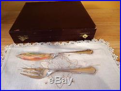 Antique Vtg French ERQUIS SILVER PLATE FISH SET Set 24 pieces with Box Hallmarks