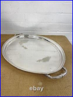 Antique WALKER & HALL Silver Plate Large Oval Serving Drinks Tray 24 x 15