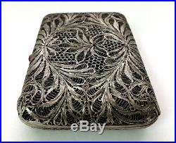 Antique cigarette case vintage Filigree silver plated Russia colections USSR lot