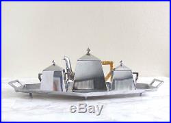 Art Deco Angular Silver Tea Service Antique 1920s Vintage Bauhaus Tea Set