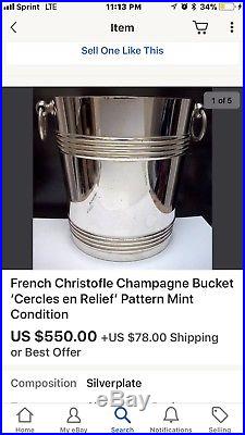 Attributed Christofle Wine Champagne Chiller Ice Bucket Silver Cooler Vintage