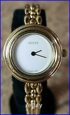 Authentic Gucci Change Bezel 11/12.2 Gold Plated Quartz Women's Watch Pre-owned