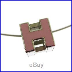 Authentic HERMES Logos H Cube Necklace Silver Plated Accessory Vintage 09ER799