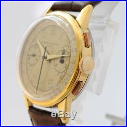 Authentic Vintage Baume Mercier Chronograph Gold Plated Manual Wind Gents Watch