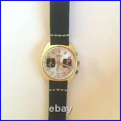 BWC Buttes stunning Chronograph Gold Plated recent overhauled New Leather strap