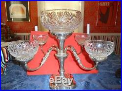 Baker-ellis Vintage 1930 Silver Plated-cut Crystal Epergne Magnificent Look Wowe