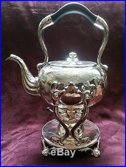 Barbour Silver Co. Vintage Chased Silverplate Tilt Teapot with Burner