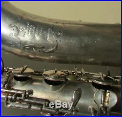 Baritone Saxophone By Chas E Foot Paris Vintage Silver Plate Stunner