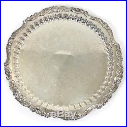 Baroque By Wallace Silver 15 Circle Patterned Footed Serving Tray Vintage #249