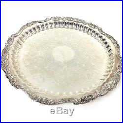 Baroque By Wallace Silver 15 Circle Patterned Footed Serving Tray Vintage #249
