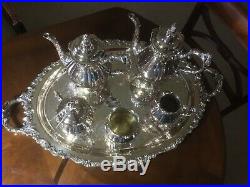 Baroque By Wallace Silverplate 7 Piece Tea Service Estate Quality Vintage