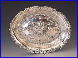 Baroque Tray Silverplate Silver Serving Dish Plate Vintage Floral Pattern Oval