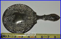 Beautiful Heavy Vintage Antique Silver Plated Ornate Vanity Hand Mirror 8+ RARE