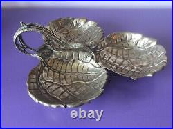 Beautiful Silver Plate Bon Bon. Sweets. Display. Flower. Leaf Quality. Heavy