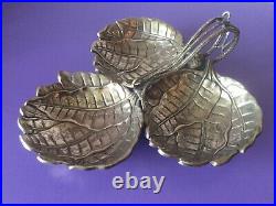 Beautiful Silver Plate Bon Bon. Sweets. Display. Flower. Leaf Quality. Heavy