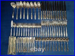 Beautiful Vintage Grosvenor Pattern Oneida Community 69pc Silver-plated Flatware