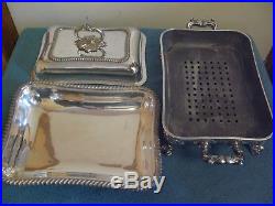 Beautiful Vintage Silver Plate Matched Pair Entree Dishes C1880 With Warmers