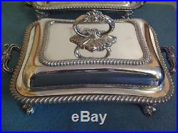 Beautiful Vintage Silver Plate Matched Pair Entree Dishes C1880 With Warmers